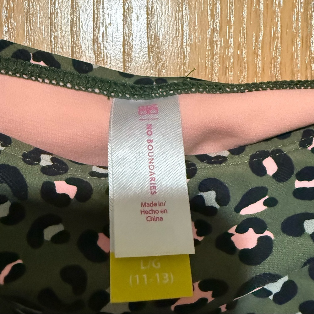 No Boundaries Green and Pink Leopard Bikini - Picture 3 of 3